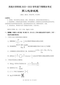 重庆市西南大学附高2022-2023学年高二下学期期末考试化学试卷（PDF版含答案）