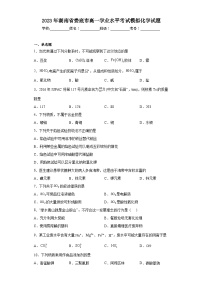 2023年湖南省娄底市高一学业水平考试模拟化学试题（含解析）