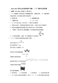 2021-2022学年山东省实验中学高一(下)期中化学试卷(含答案)