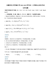 安徽师范大学附属中学2022-2023学年高一化学上学期自主招生考试试题（Word版附解析）