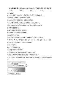 山东省泰安第一中学2022-2023学年高一下学期6月月考化学试卷（含答案）