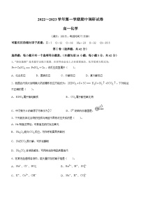 江苏省宿迁市泗阳县2022-2023学年高一上学期11月期中考试化学试题(无答案)