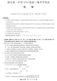 2024湛江一中高三上学期开学考试化学PDF版含答案