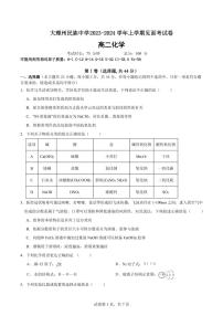 云南省大理白族自治州民中2023-2024学年高二上学期见面考化学试题（PDF版含答案）