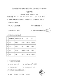 福建省泉州科技中学2022-2023学年高一上学期期中考试化学试题