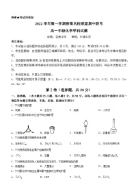 浙江省浙南名校联盟2022-2023学年高一化学上学期11月期中考试试题（Word版附答案）