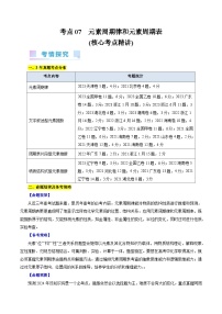 考点07  元素周期律和元素周期表-备战2024年高考化学一轮复习考点帮（全国通用）(核心考点精讲)