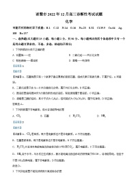 浙江省绍兴市诸暨市2022-2023学年高三化学上学期12月诊断性考试（一模）试题（Word版附解析）