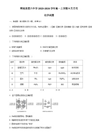 吉林省辉南县第六中学2023-2024学年高一上学期9月月考化学试卷（Word版含答案）