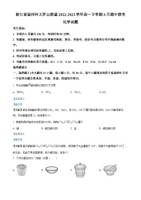 浙江省温州市环大罗山联盟2022-2023学年高一化学下学期期中考试试题（Word版附解析）