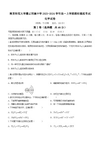 江苏省南京师范大学灌云附属中学2023-2024学年高一上学期期初摸底考试化学试题（Word版含答案）