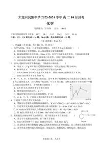 云南省大理白族自治州民族中学2023-2024学年高二上学期10月月考化学试题（PDF版含答案）