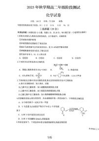 江苏省盐城市射阳中学2023-2024学年高二上学期10月月考化学试题