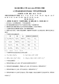 黑龙江省哈尔滨市第九中学校2023-2024学年高一上学期9月月考化学试题