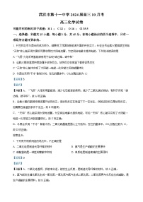 湖北省武汉市第十一中学2023-2024学年高三化学上学期10月月考试题（Word版附解析）