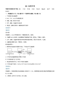 湖北省武汉市武钢三中2022-2023学年高一化学上学期10月月考试题（Word版附解析）