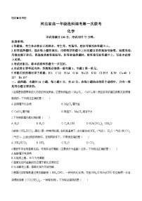 河北省2023-2024学年高一化学上学期10月选科调考第一次联考试题（Word版附解析）