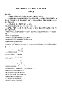 2024沧州普通高中高三上学期复习质量监测化学含解析