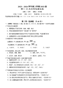 湖北省沙市中学2023-2024学年高一上学期10月月考化学试题