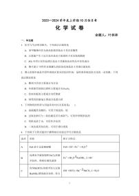 2024新民高级中学高三上学期10月月考试题化学PDF版无答案