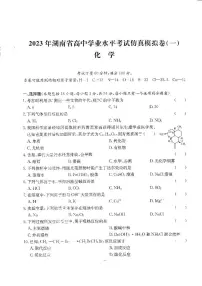 2023年湖南省高中学业水平考试仿真模拟卷（一）化学