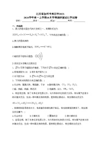 江苏省扬州市高邮市2023-2024学年高一上学期10月学情调研测试化学试卷(含答案)