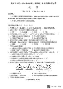 陕西省渭南市韩城市2023-2024学年高二上学期期中质量检测化学试题（含答案）