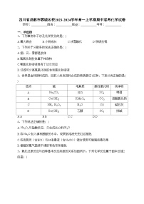 四川省成都市蓉城名校2023-2024学年高一上学期期中联考化学试卷(含答案)