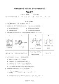 云南省大理白族自治州民族中学2023-2024学年高二上学期11月期中考试化学试题（PDF版含答案）