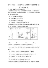 山东省聊城市茌平区第一中学2023-2024学年高一上学期期中考试化学模拟试题