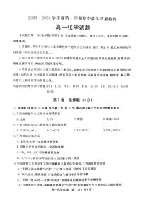 山东省聊城市2023-2024学年高一上学期11月期中化学试题