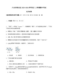 安徽省六安市裕安区2023-2024学年高二上学期期中考试化学试题（含答案）