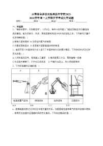 云南省会泽县实验高级中学校2023-2024学年高一上学期开学考试化学试题(含答案)