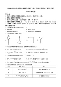 新疆伊犁州华·伊高中联盟2023-2024学年高一上学期期中考试化学试题