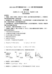 河南省信阳市淮滨县2023-2024学年高二上学期11月期中化学试题(无答案)