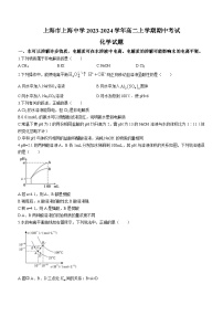 上海市上海中学2023-2024学年高二上学期期中考试化学试题（含答案）