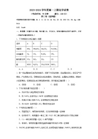 河南省周口市太康县第一高级中学2023-2024学年高一上学期第二次月考化学试卷