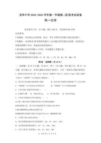 广东省深圳市龙华中学2023-2024学年高一上学期12月第二次阶段考试化学试题（PDF版含答案）