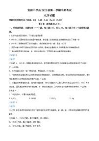 四川省资阳市资阳中学2022-2023学年高一上学期期中化学试题（Word版附解析）