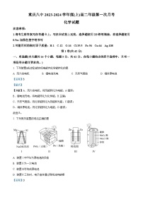 重庆市第八中学2023-2024学年高二上学期第一次月考化学试题（Word版附解析）