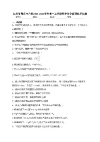 江苏省南京市六校2023-2024学年高一上学期期中联合调研化学试卷(含答案)