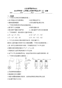 山东省菏泽市2022-2023学年高一上学期11月期中考试化学（A）试卷(含答案)