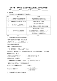 石河子第一中学2023-2024学年高二上学期11月月考化学试卷(含答案)