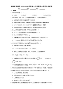 湖南省株洲市2023-2024学年高一上学期期中考试化学试卷（含解析）