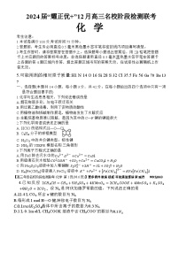 安徽省“耀正优+”2023-2024学年高三上学期12月名校阶段检测联考化学试卷