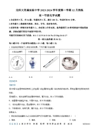 北京师范大学2023--2024学年附属实验中学高一上学期化学12月统练（解析版）