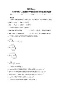 重庆市2023-2024学年高一上学期期中学业质量联合调研抽测化学试卷(含答案)