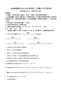 山东省级联考2023-2024学年高二上学期12月月考化学试题（含答案）