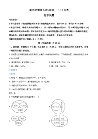 四川省自贡市蜀光中学2023-2024学年高一上学期10月月考化学试题（Word版附解析）