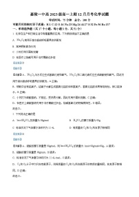 四川省南充市嘉陵第一中学2023-2024学年高一上学期12月月考化学试题（Word版附解析）